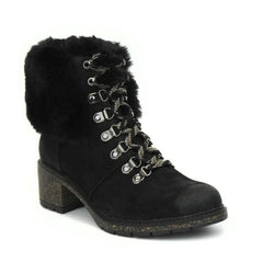 Brooklyn Fur Lace-Up Boot - Black