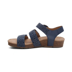 Lilly Adjustable Quarter Strap Sandal - Navy Cutout