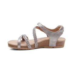Jillian Braided Quarter Strap Sandal - Brushed Silver