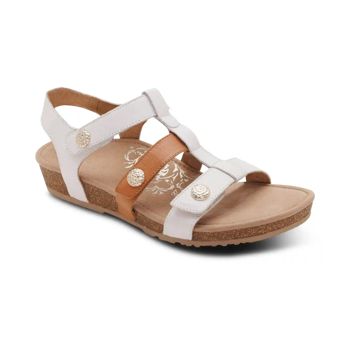 Veronica Arch Support Sandal - Tan White Multi