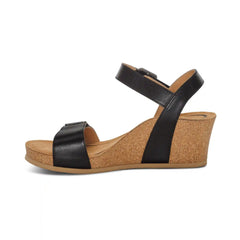 Lexa Quarter Strap Wedge - Black Leather