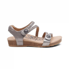 Jillian Braided Quarter Strap Sandal - Brushed Silver