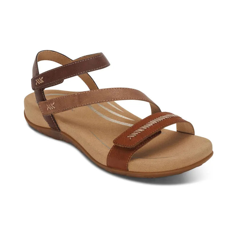 Gabby Adjustable Quarter Strap Sandal - Cognac Multi
