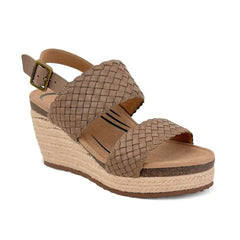 Summer Woven Quarter Strap Wedge - Taupe